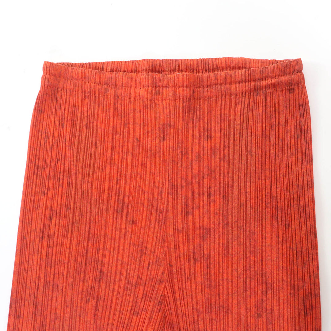 Great PLEATS PLEASE Pants Tiger Cat Folk Painting Orange Women 4 PP83-JF745