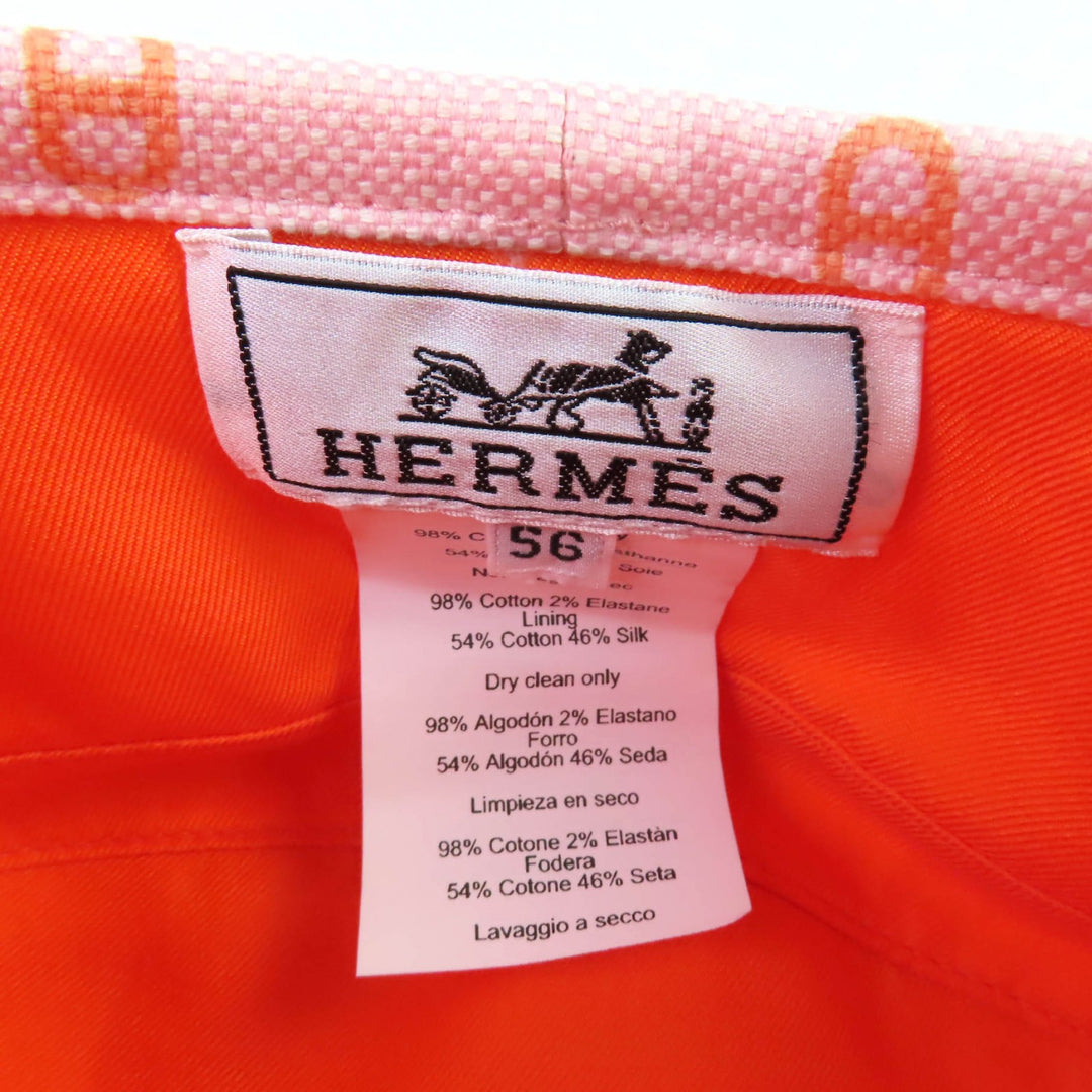 素晴らしいHERMESベレー帽サントノーピンクコットンレディース56