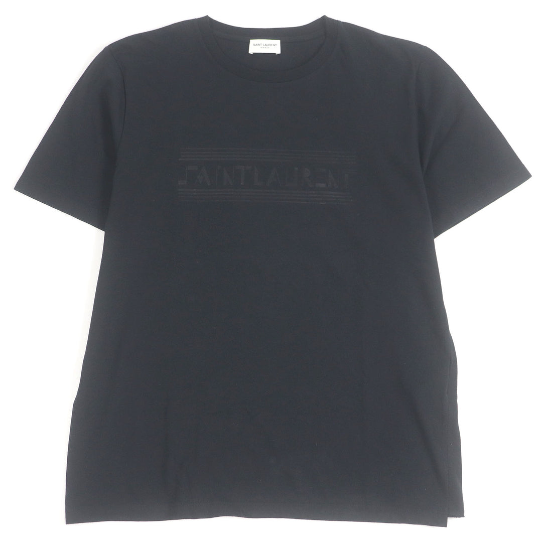 素晴らしい SAINT LAURENT PARIS 半袖Tシャツ フロントロゴプリント 半袖 ブラック