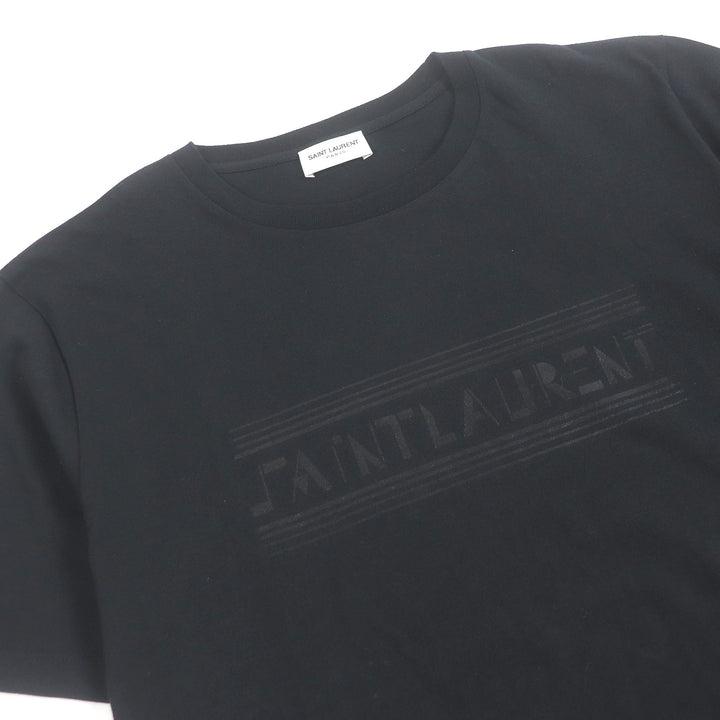 素晴らしい SAINT LAURENT PARIS 半袖Tシャツ フロントロゴプリント 半袖 ブラック
