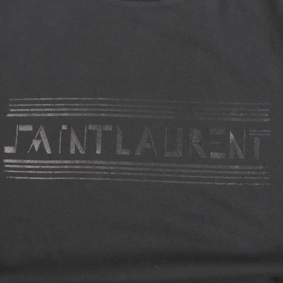 素晴らしい SAINT LAURENT PARIS 半袖Tシャツ フロントロゴプリント 半袖 ブラック