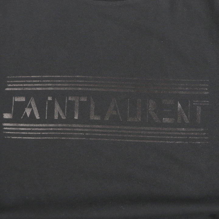 素晴らしい SAINT LAURENT PARIS 半袖Tシャツ フロントロゴプリント 半袖 ブラック