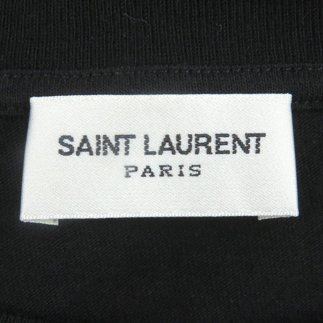 素晴らしい SAINT LAURENT PARIS 半袖Tシャツ フロントロゴプリント 半袖 ブラック