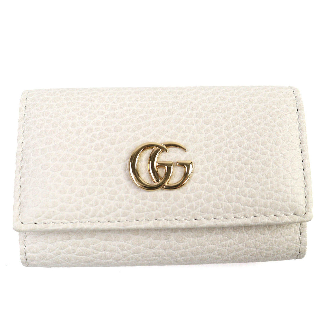 優れた GUCCI キーホルダー ダブルG 6連キーフック ライトベージュ レザー レディース 456118