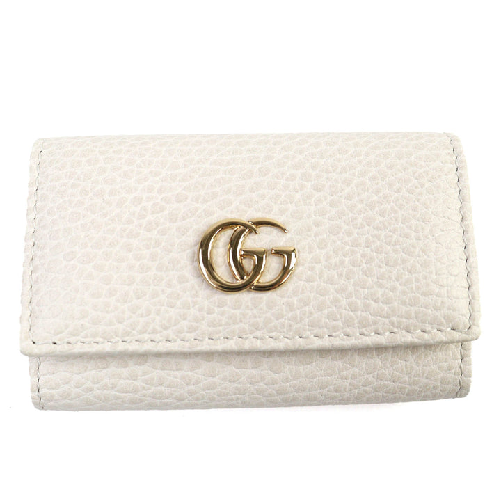 優れた GUCCI キーホルダー ダブルG 6連キーフック ライトベージュ レザー レディース 456118