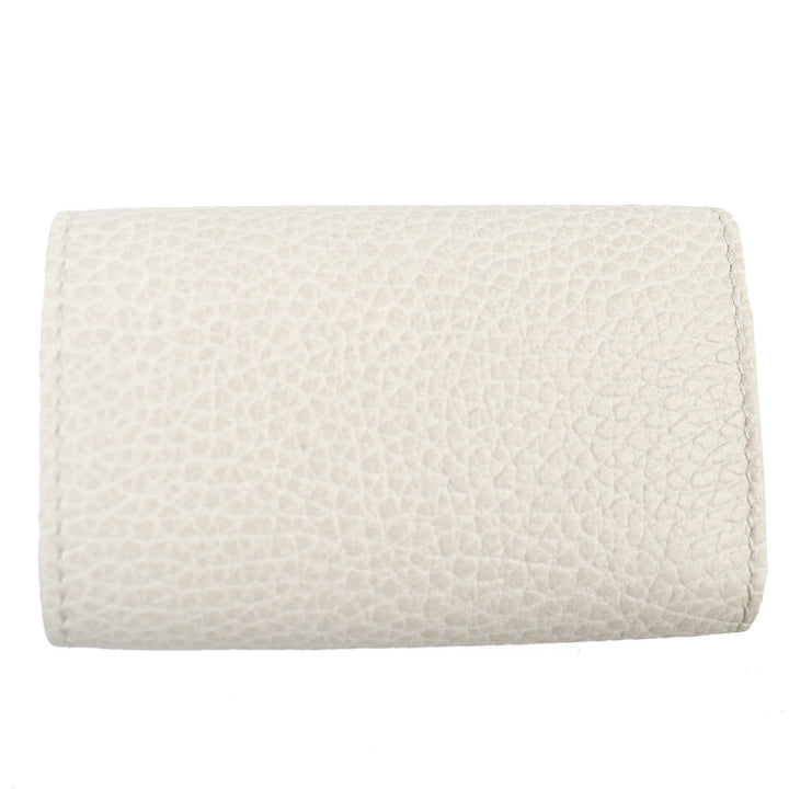 Excellent GUCCI Key holder Double G 6-Key Hook Light beige leather Women 456118