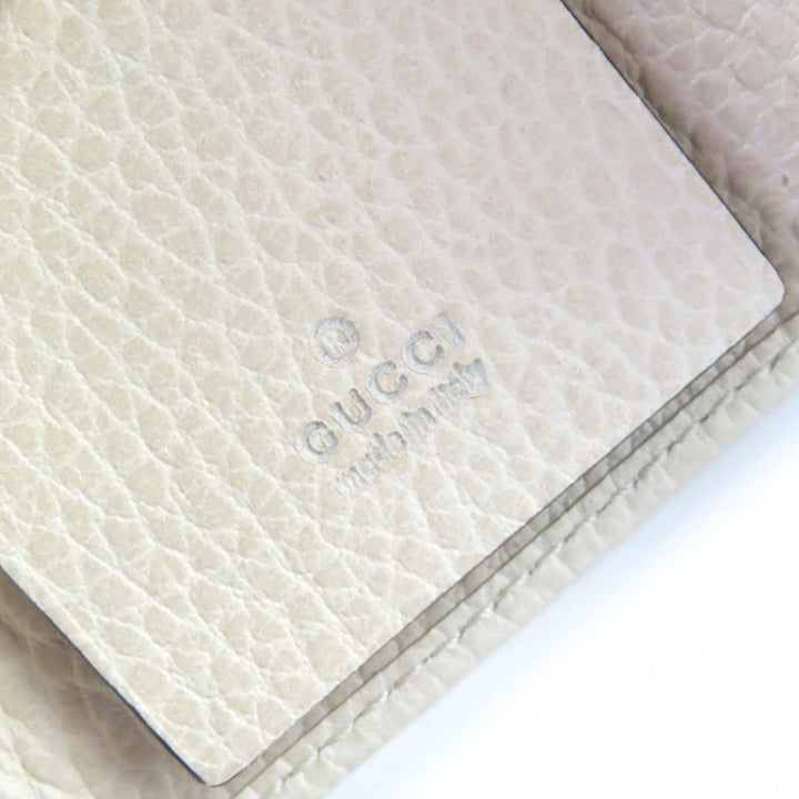 Excellent GUCCI Key holder Double G 6-Key Hook Light beige leather Women 456118