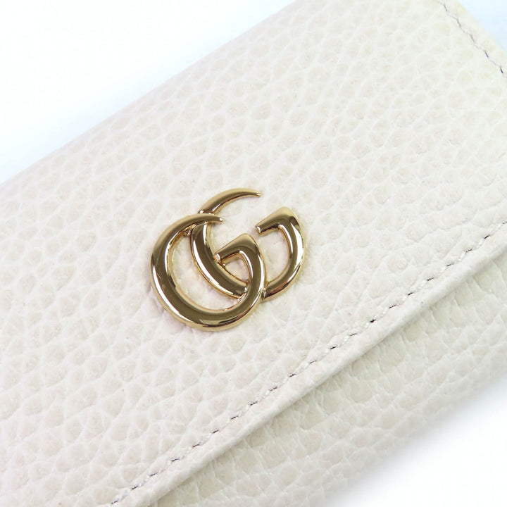 Excellent GUCCI Key holder Double G 6-Key Hook Light beige leather Women 456118