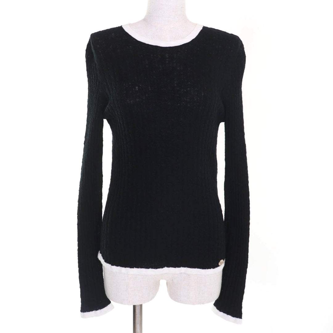 素晴らしいCHANELニットブラックホワイトコットンレディース38 P72076
