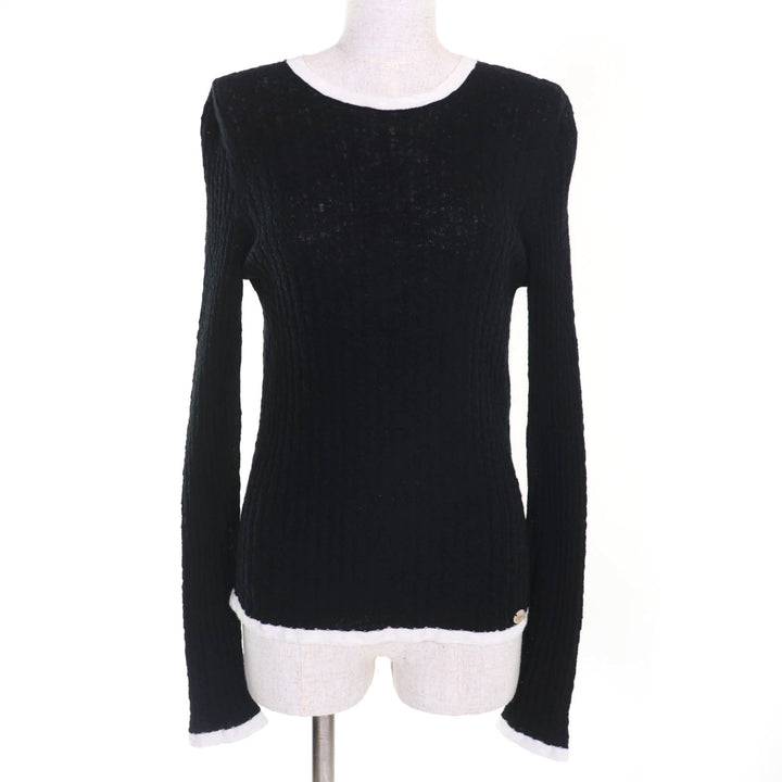素晴らしいCHANELニットブラックホワイトコットンレディース38 P72076