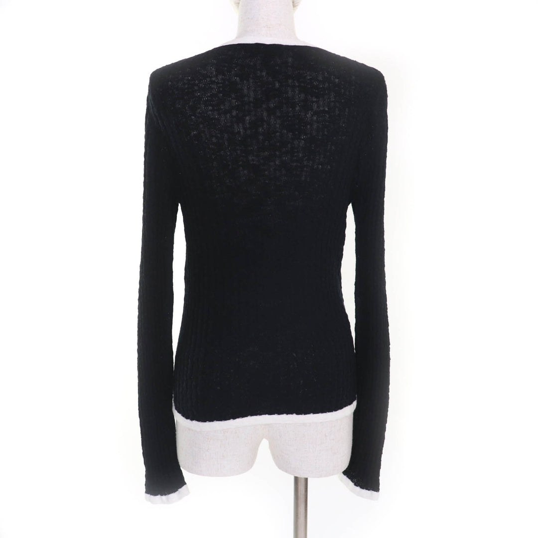 素晴らしいCHANELニットブラックホワイトコットンレディース38 P72076