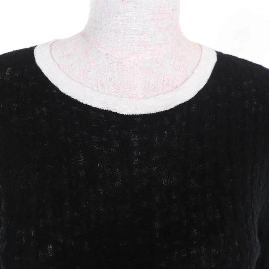 素晴らしいCHANELニットブラックホワイトコットンレディース38 P72076