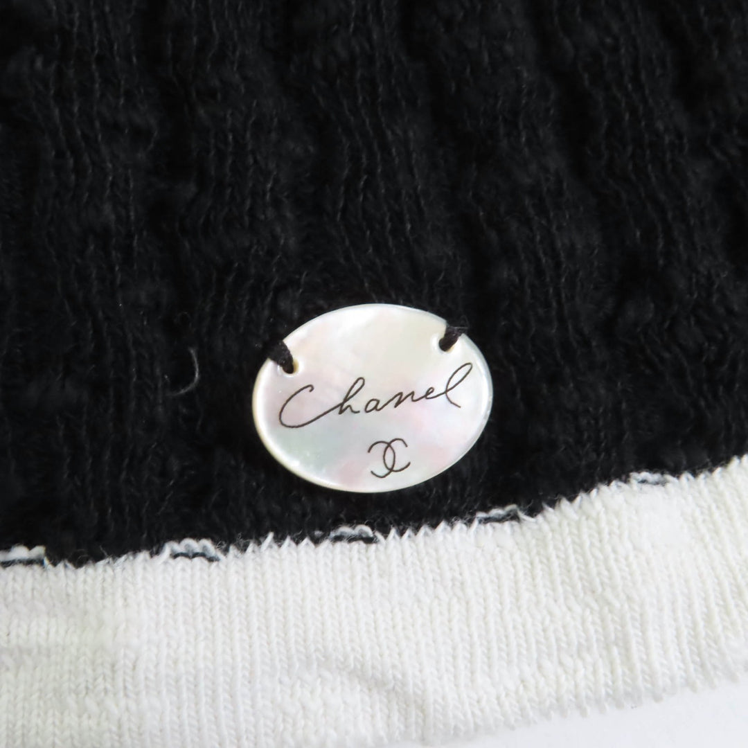 素晴らしいCHANELニットブラックホワイトコットンレディース38 P72076