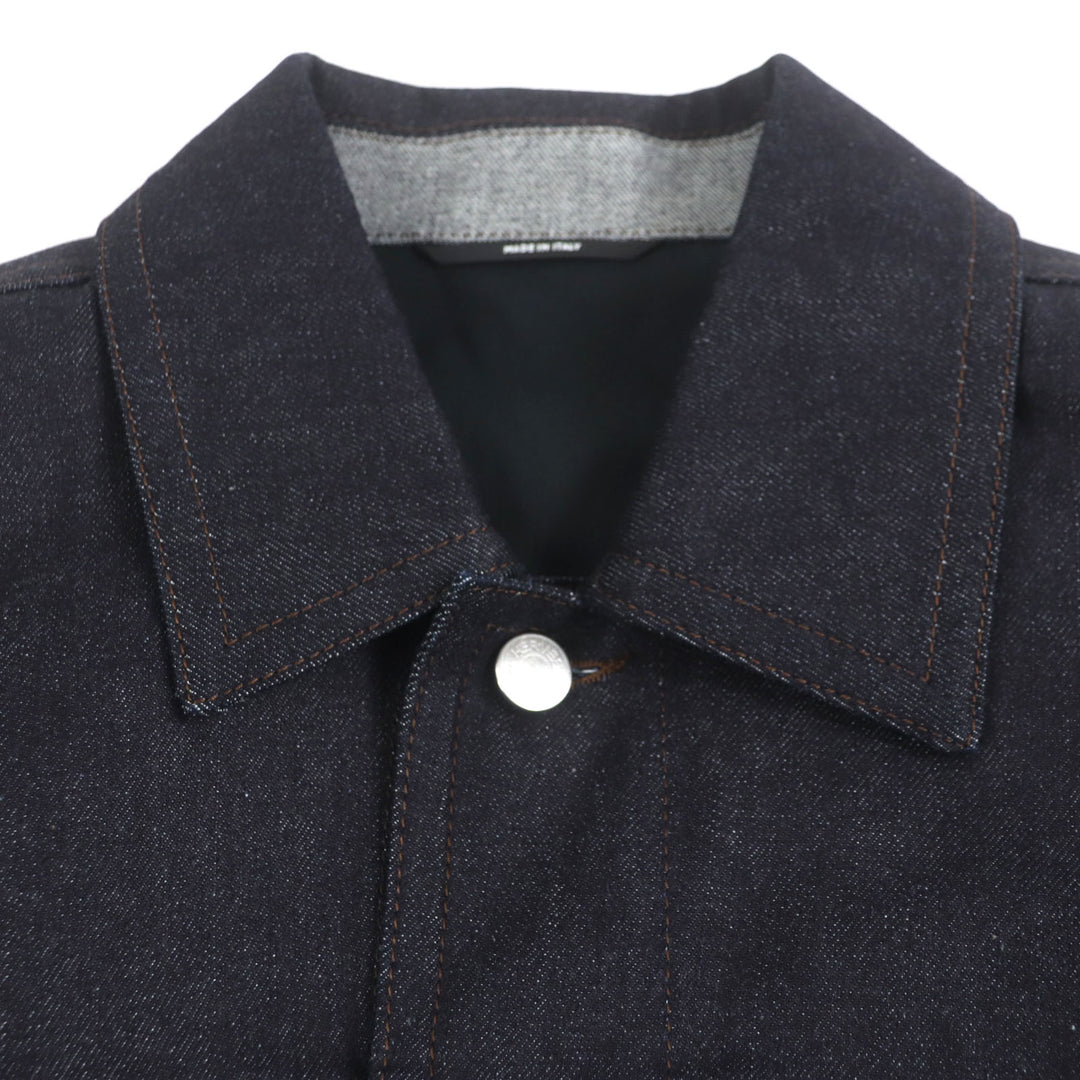 HERMES Denim Jacket Ancon au Carre Indigo cotton mens 52