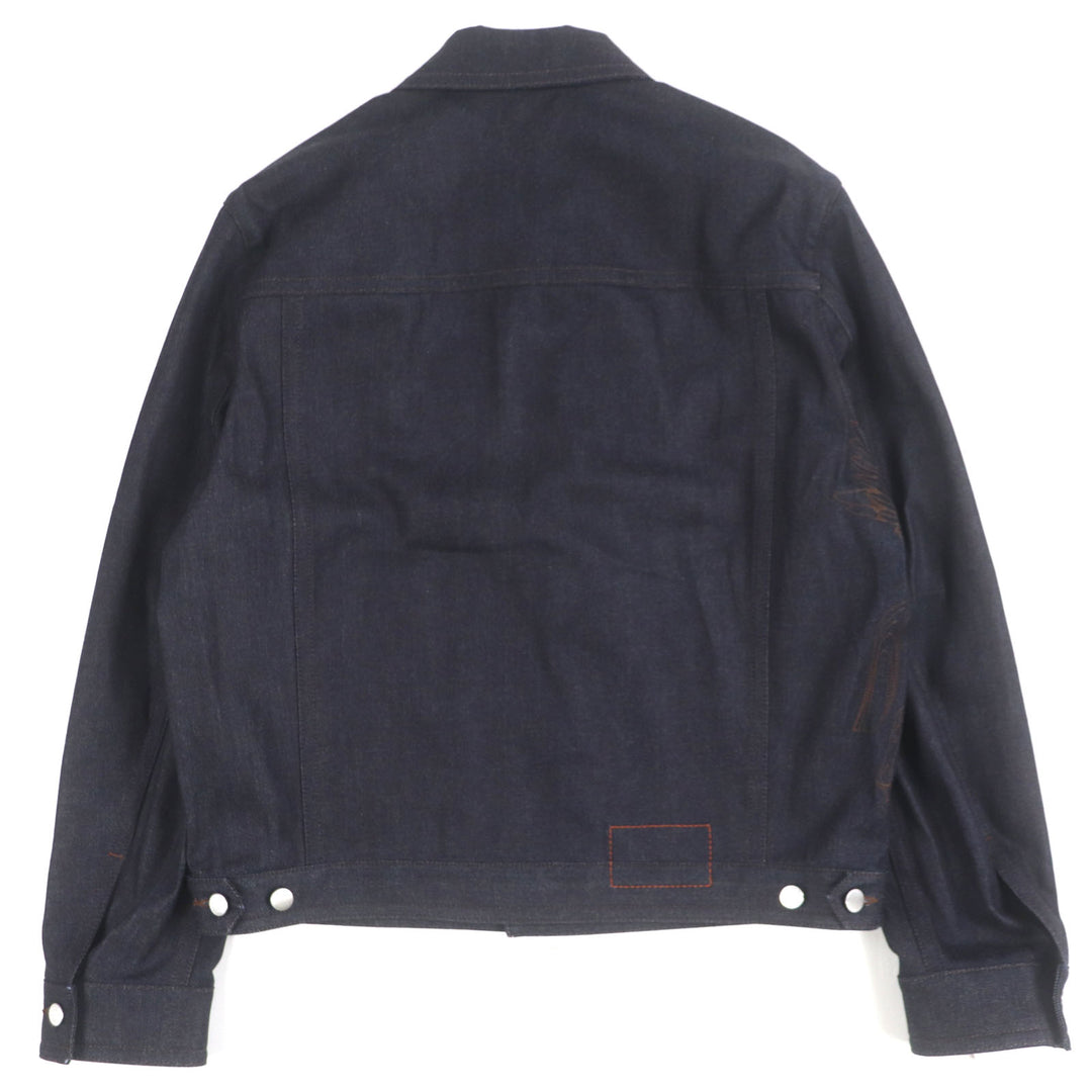 HERMES Denim Jacket Ancon au Carre Indigo cotton mens 52