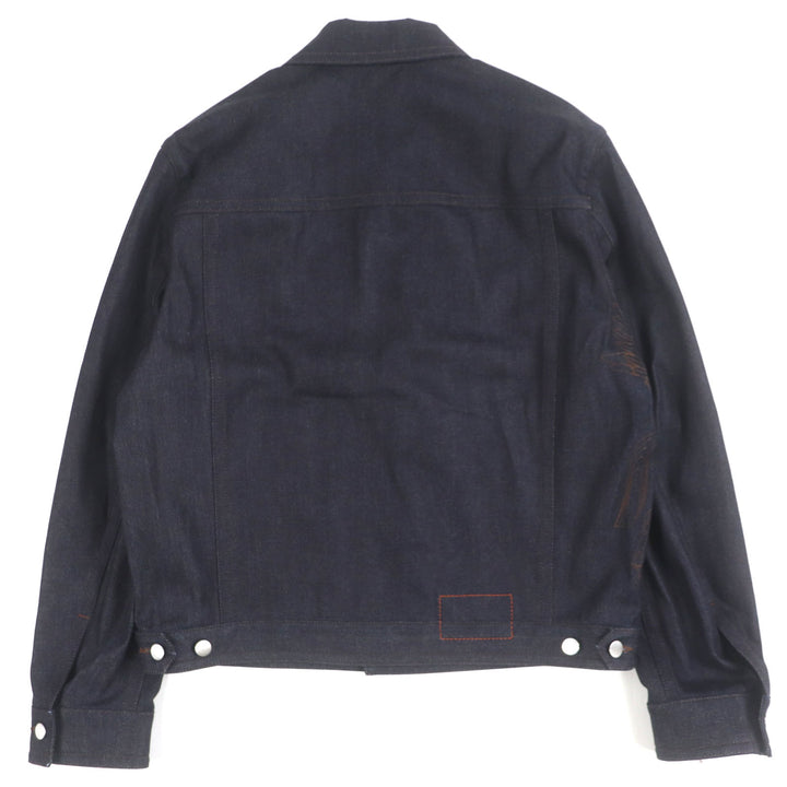 HERMES Denim Jacket Ancon au Carre Indigo cotton mens 52