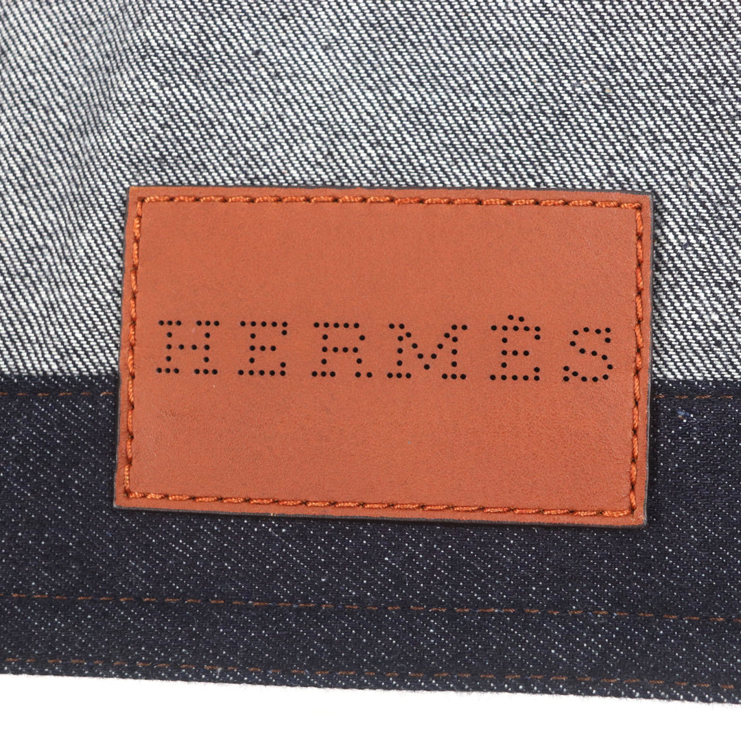 HERMES Denim Jacket Ancon au Carre Indigo cotton mens 52