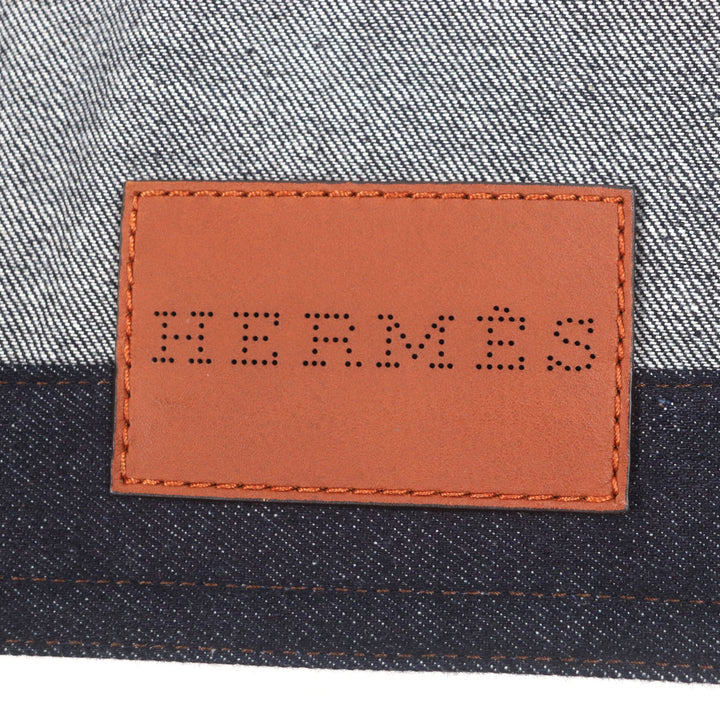 HERMES Denim Jacket Ancon au Carre Indigo cotton mens 52