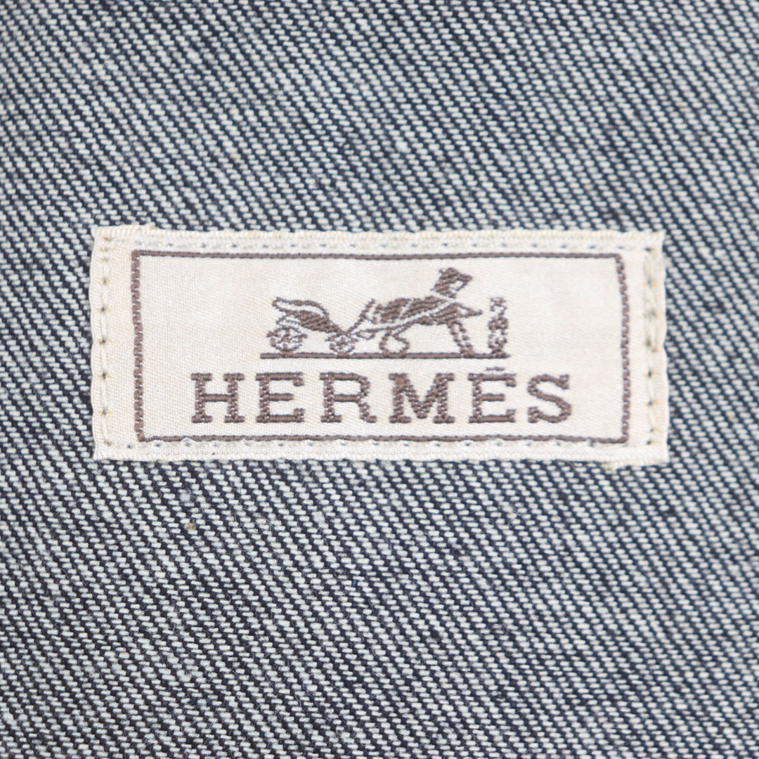 HERMES Denim Jacket Ancon au Carre Indigo cotton mens 52