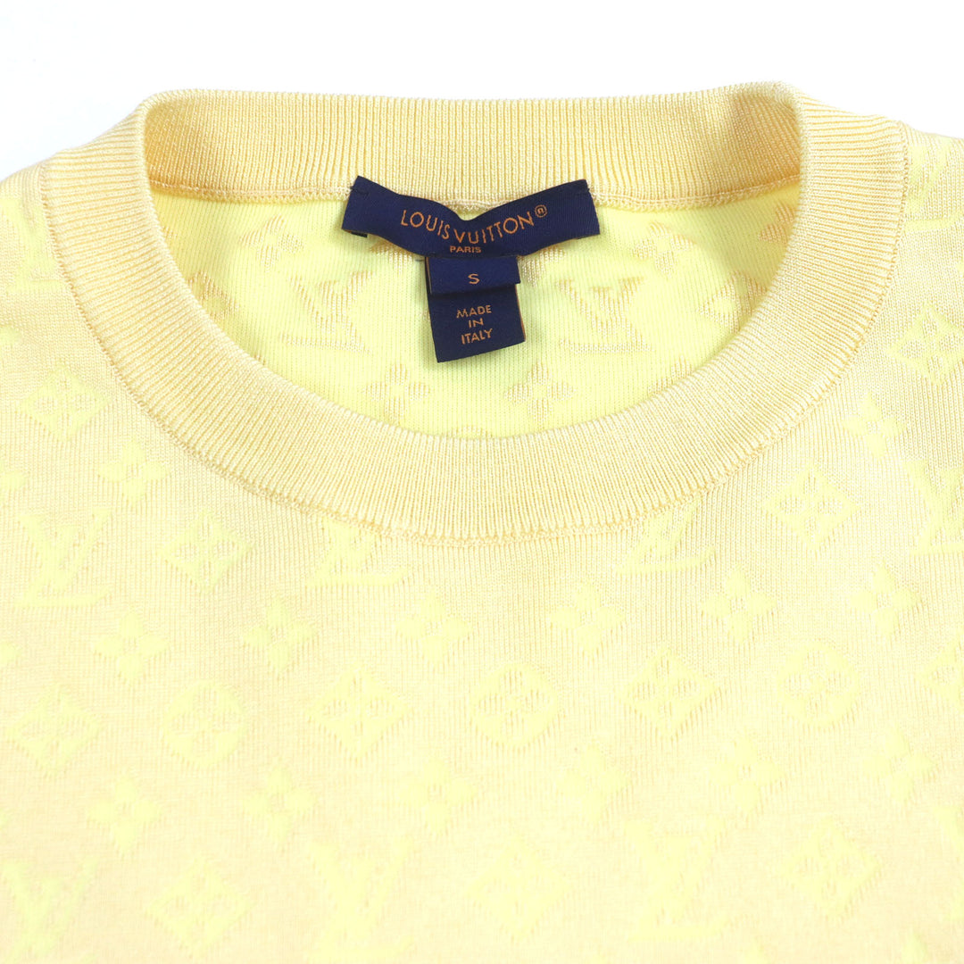 Excellent LOUIS VUITTON sweater Monogram crew neck knit yellow silk mens S