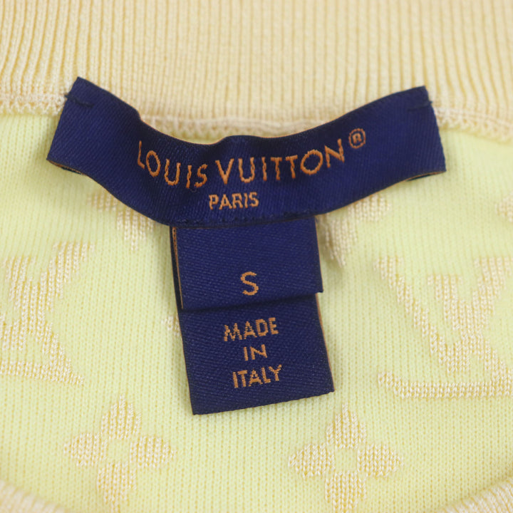 Excellent LOUIS VUITTON sweater Monogram crew neck knit yellow silk mens S