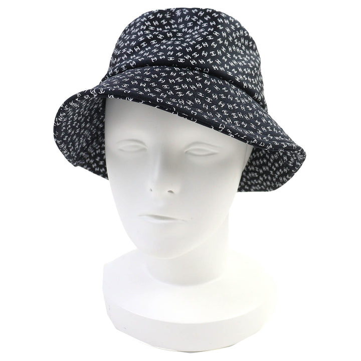 新品 CHANEL 帽子 ココビーチ ミニ CCロゴ ブラック ホワイト ナイロン レディース S