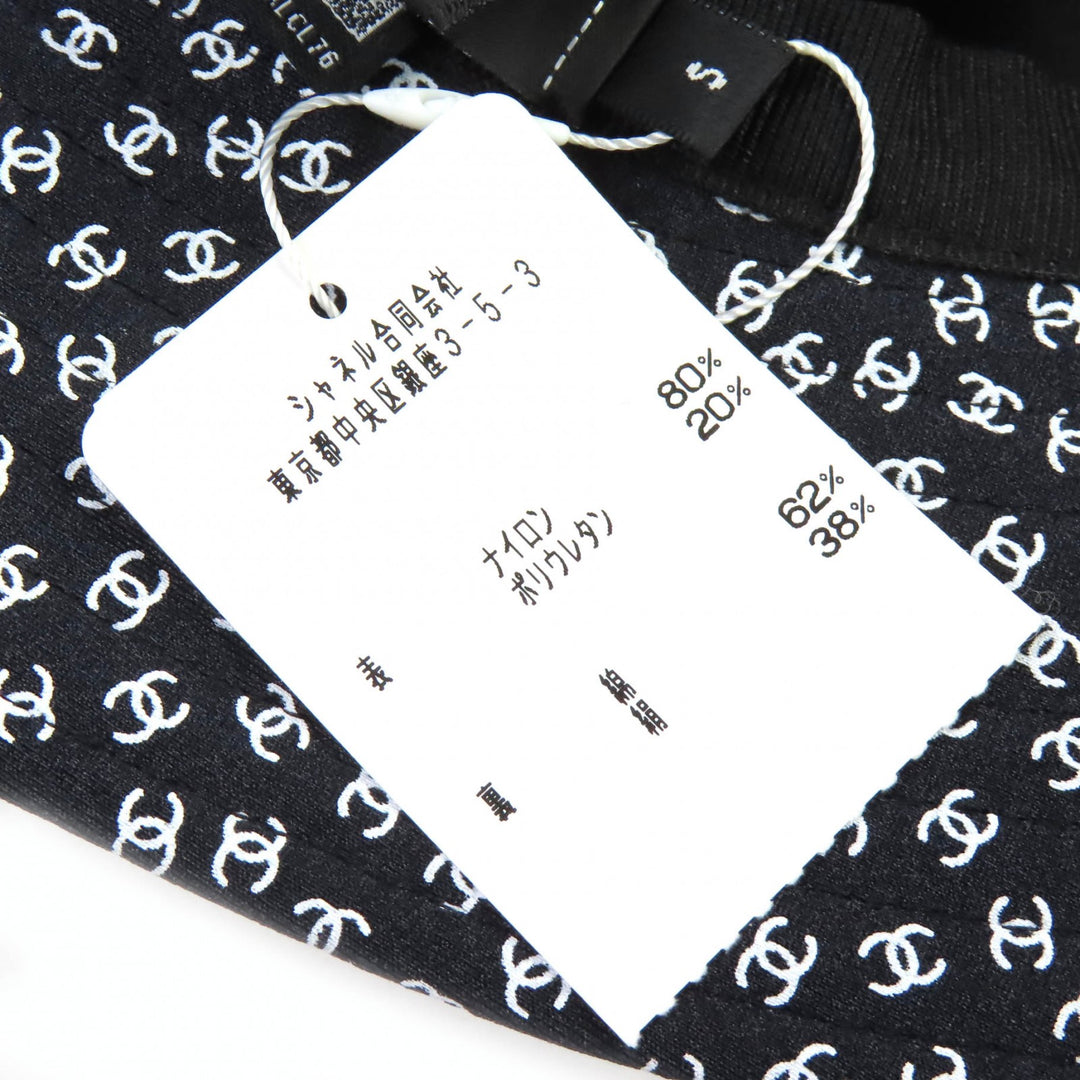新品 CHANEL 帽子 ココビーチ ミニ CCロゴ ブラック ホワイト ナイロン レディース S