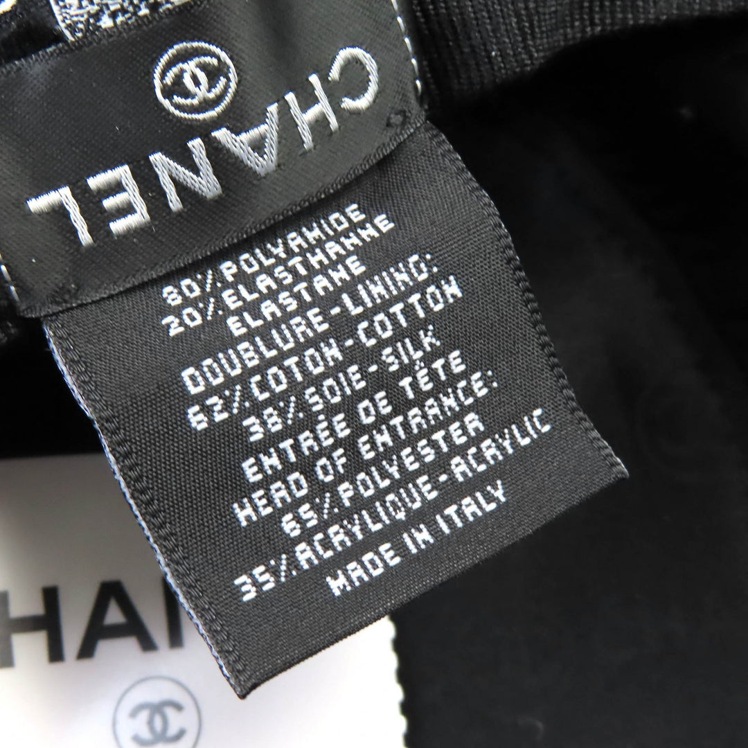 新品 CHANEL 帽子 ココビーチ ミニ CCロゴ ブラック ホワイト ナイロン レディース S