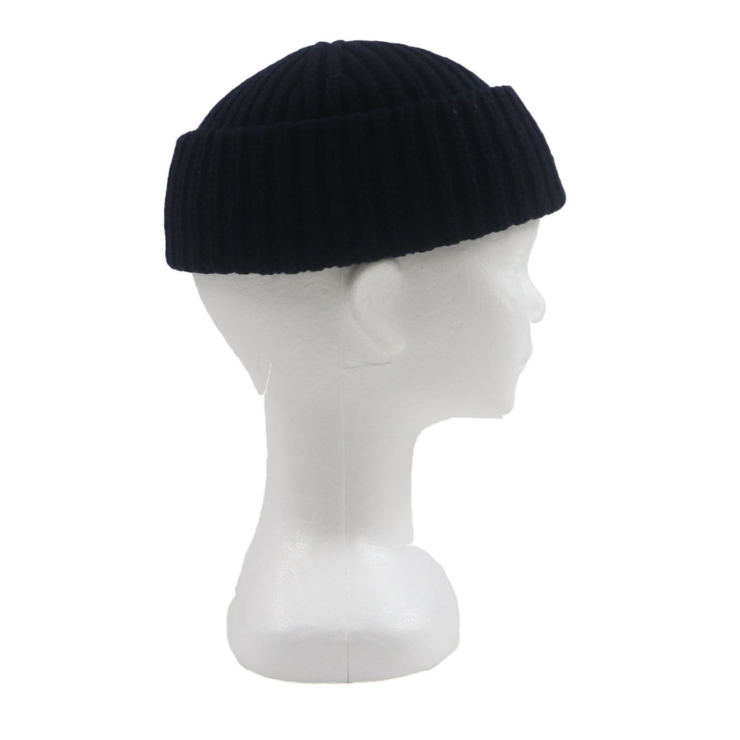 Great GUCCI Knit cap Hat with logo patch Navy wool mens M 759059