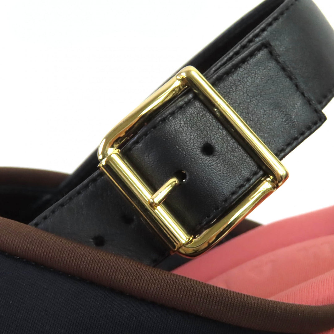 Excellent MARNI Sandals Leather cross strap platform sole Black pink l37