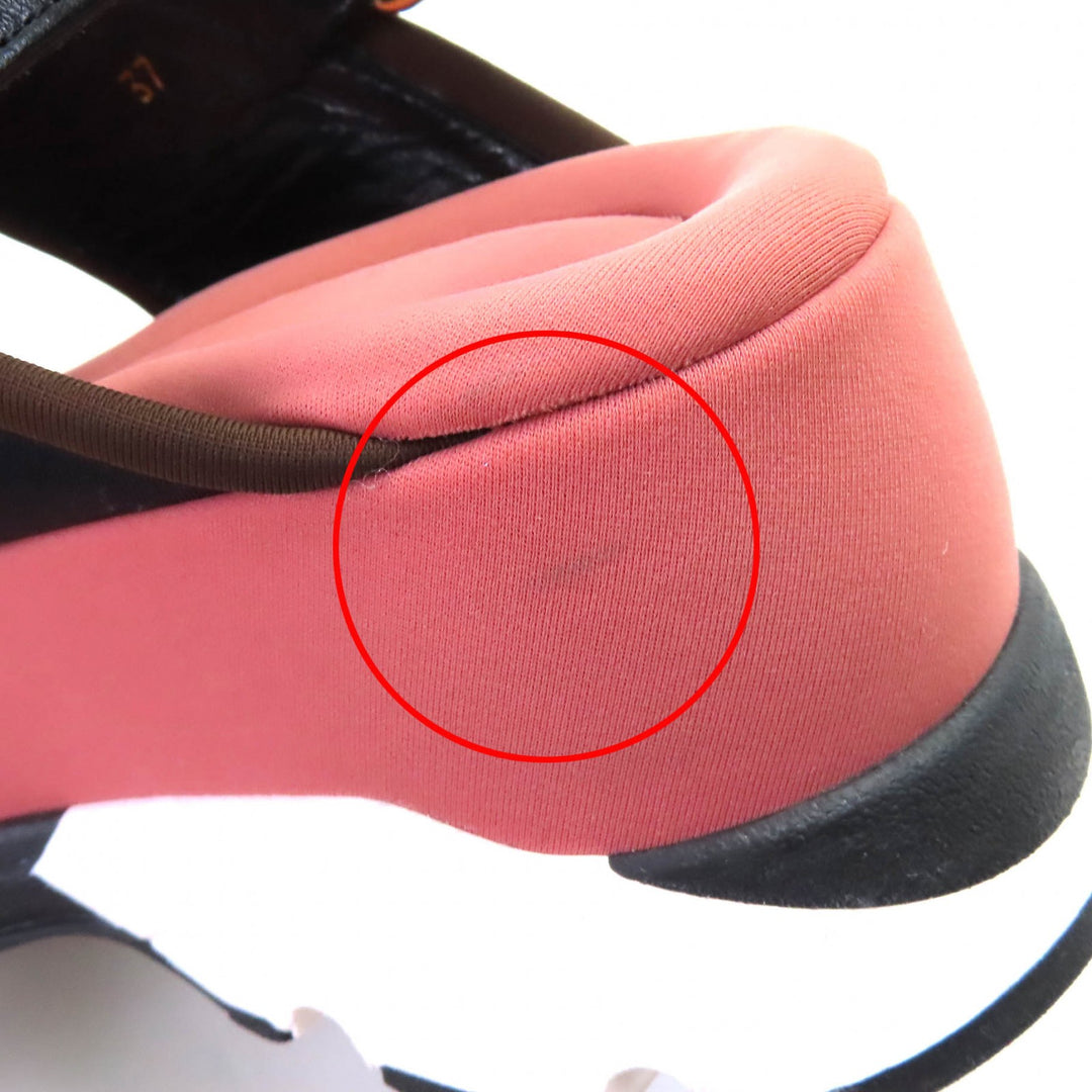 Excellent MARNI Sandals Leather cross strap platform sole Black pink l37