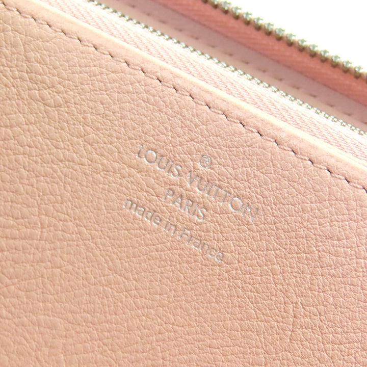 Excellent LOUIS VUITTON Purse Mahina Monogram Zippy Wallet Magnolia leather