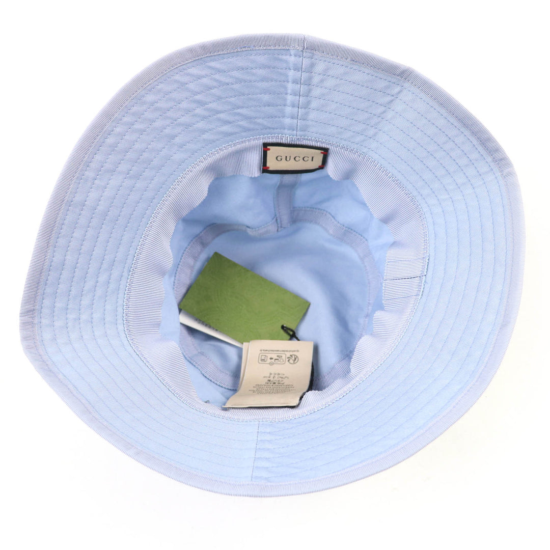 Pristine GUCCI hat Embroidered logo bucket hat Light blue cotton Women S 782733