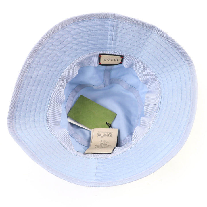 Pristine GUCCI hat Embroidered logo bucket hat Light blue cotton Women S 782733