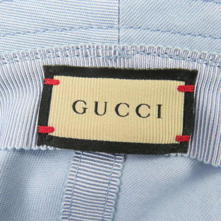 Pristine GUCCI hat Embroidered logo bucket hat Light blue cotton Women S 782733