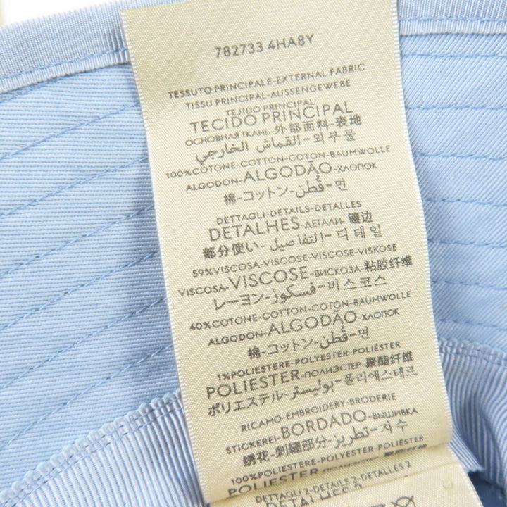 Pristine GUCCI hat Embroidered logo bucket hat Light blue cotton Women S 782733