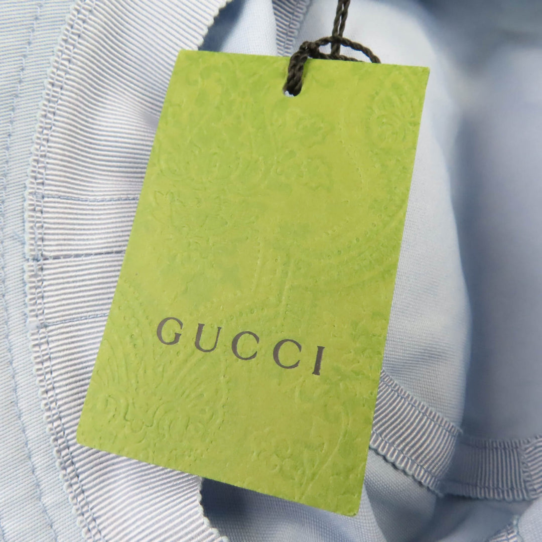 Pristine GUCCI hat Embroidered logo bucket hat Light blue cotton Women S 782733