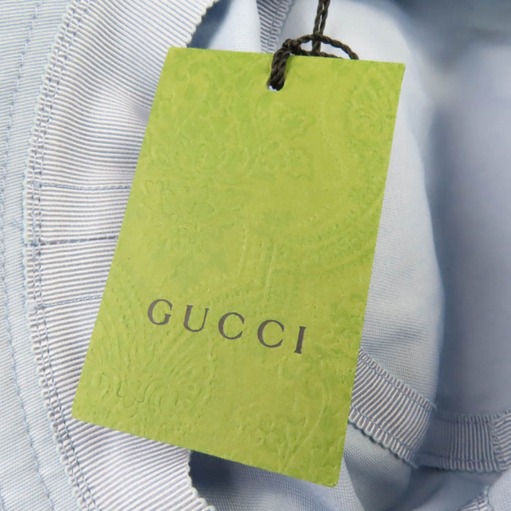 Pristine GUCCI hat Embroidered logo bucket hat Light blue cotton Women S 782733