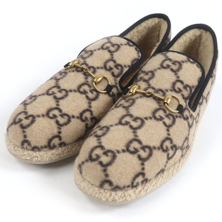 新品 GUCCI スリッポン GGロゴ ホースビット ムートン ベージュ ムートン メンズ 11