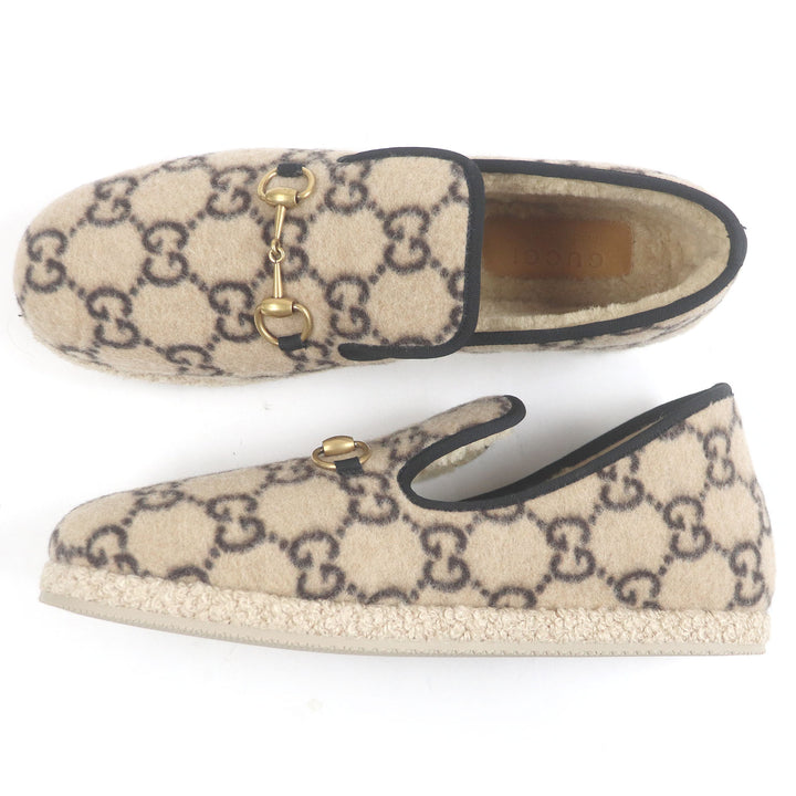 新品 GUCCI スリッポン GGロゴ ホースビット ムートン ベージュ ムートン メンズ 11