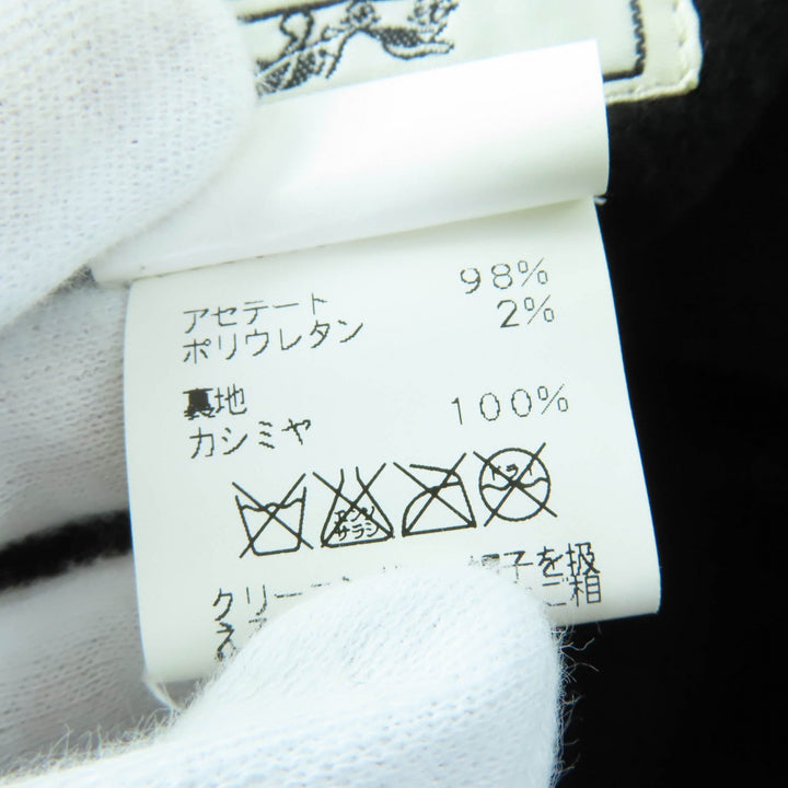 素晴らしいHERMES帽子100％カシミアライニング帽子ブラックアセテートレディース56