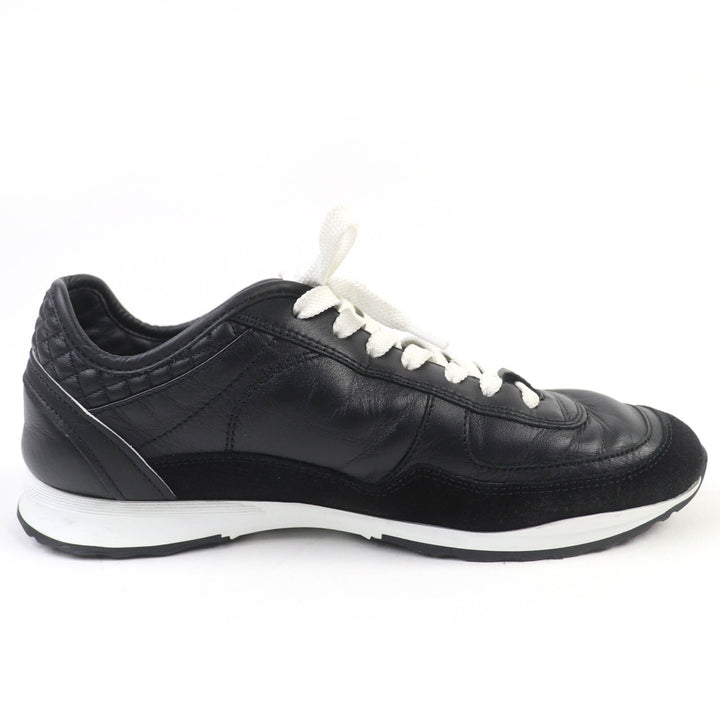 Very Good CHANEL Low cut sneakers COCO Mark Lace-up Leather black leather Women 35 G46372