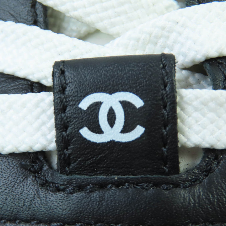 Very Good CHANEL Low cut sneakers COCO Mark Lace-up Leather black leather Women 35 G46372