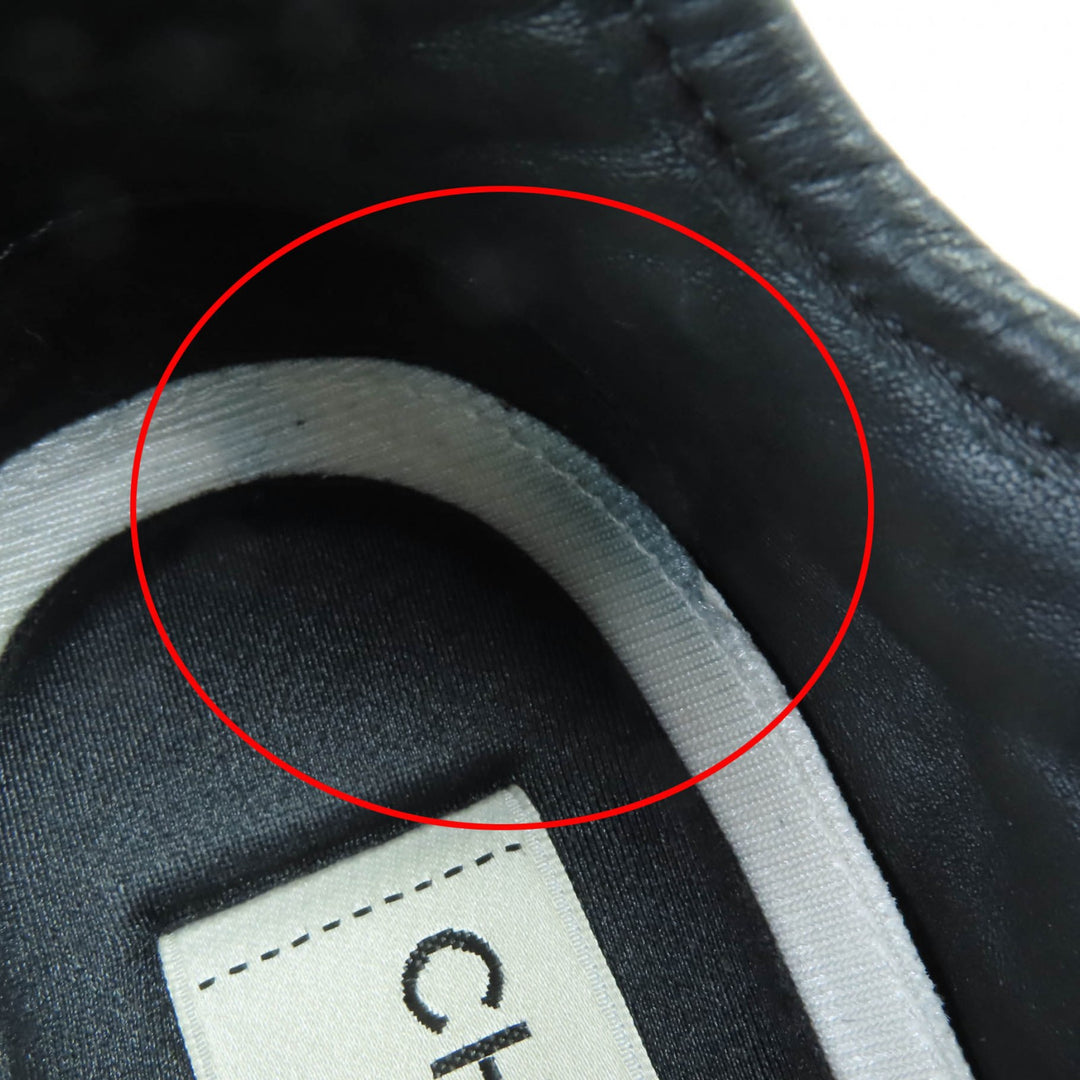 Very Good CHANEL Low cut sneakers COCO Mark Lace-up Leather black leather Women 35 G46372