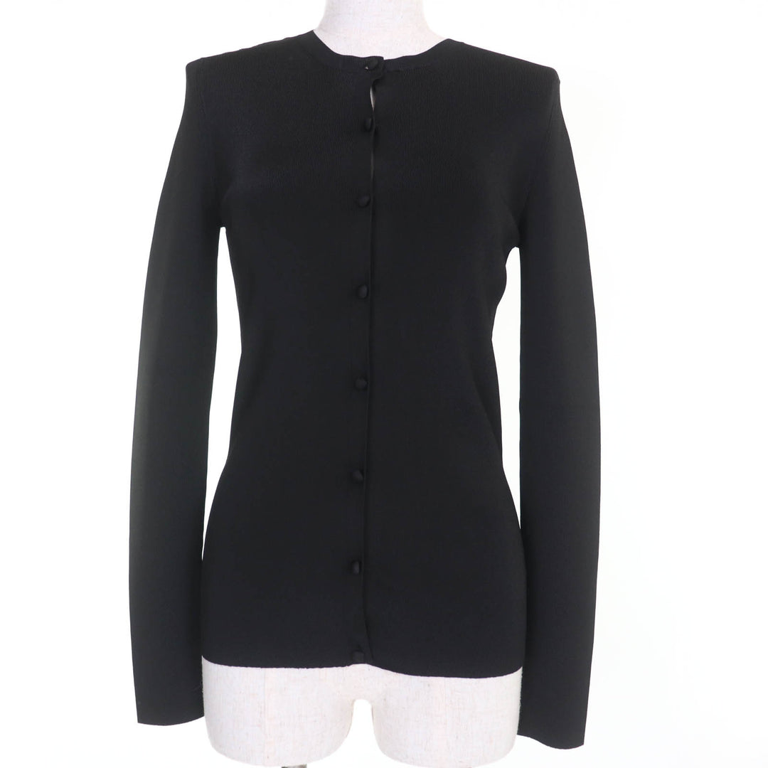 Excellent BALENCIAGA cardigan Logo long-sleeved knit black Rayon Women M 620997