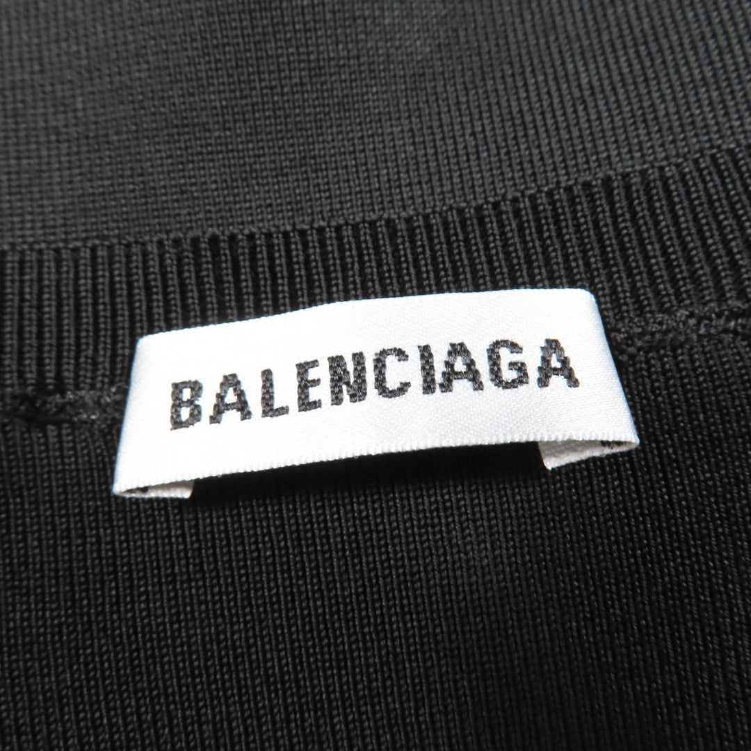 BALENCIAGA カーディガン ロゴ 長袖 ニット ブラック レーヨン レディース M 620997 美品