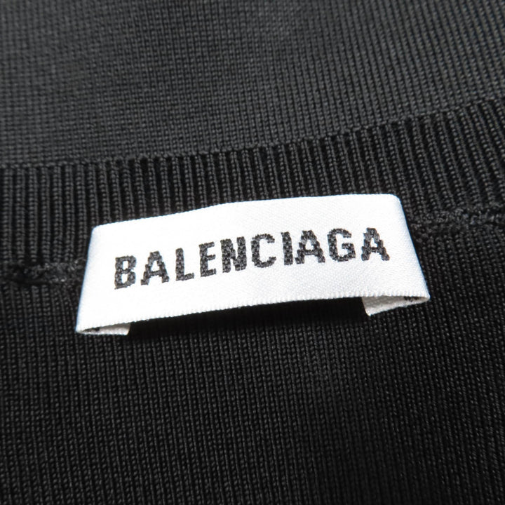 BALENCIAGA カーディガン ロゴ 長袖 ニット ブラック レーヨン レディース M 620997 美品
