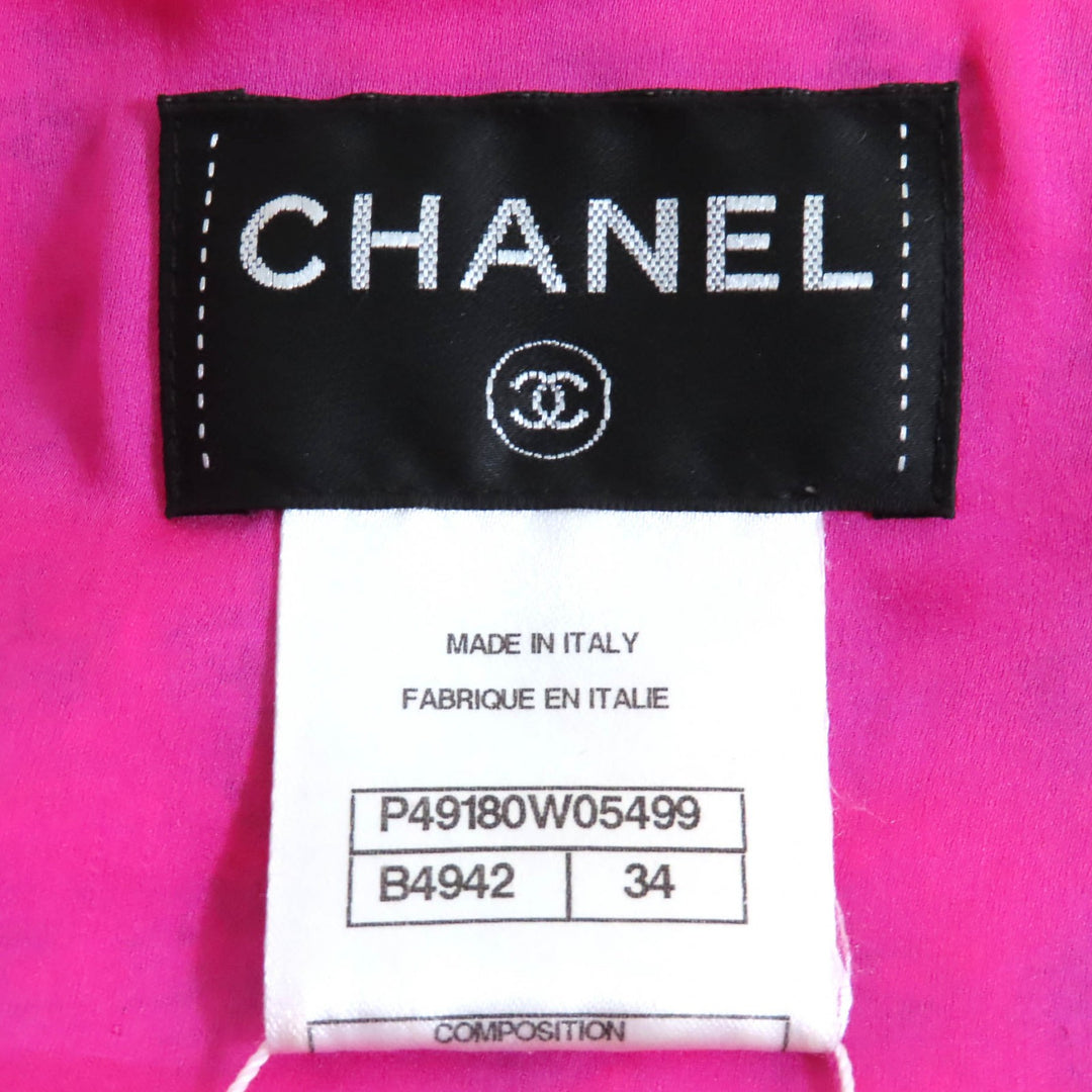 CHANEL ワンピース COCOボタン メタリックトリム 半袖 ツイード ピンク 34 P49180