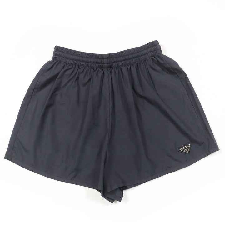優れたPRADAショートパンツ トライアングル ロゴ付き ブラック シルク レディース 38 P218G