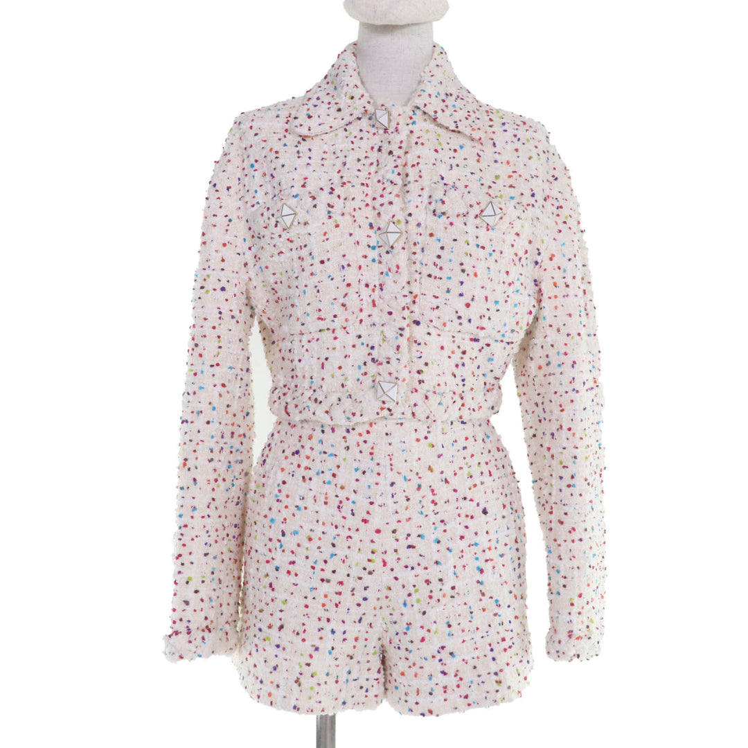Excellent VALENTINO two-piece set Stud button tweed jacket and shorts multicolor